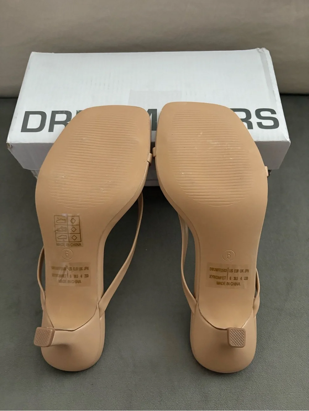 Dream Pairs Women’s Nude Strappy Kitten Heel Slides - US Size 6